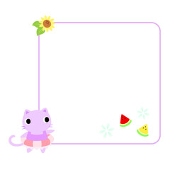 夏のネコアイコン　フレーム＋装飾付