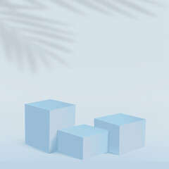 Fototapeta premium Abstract background with blue color geometric 3d podiums. Vector illustration.