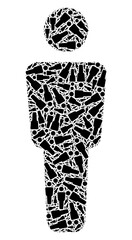 Recursive combination man alone. Vector collage is formed of recursive man alone elements. Flat vector design on a white background.