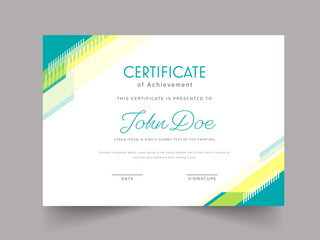 Abstract Certificate Of Achievement Template On Gray Background.