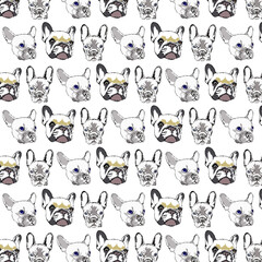 French Bulldog. Seamless pattern.