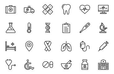 Medical line icon set for web