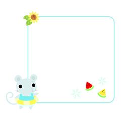 夏のネズミアイコン　フレーム＋装飾付
