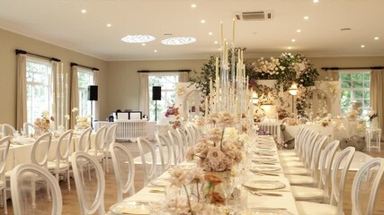 panning on elegant Indian wedding reception decor