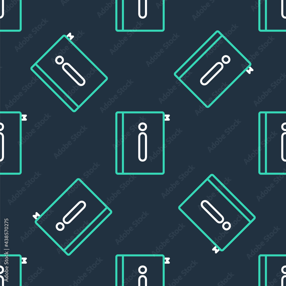 Poster line user manual icon isolated seamless pattern on black background. user guide book. instruction si