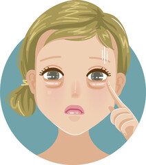 Bags under the eyes woman poing her face under eyes problem skin