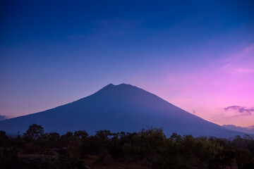 Silhouette of mountain after sunset