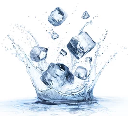  Ice Cubes Fall In Cold Water With Splash - Refreshment Concept © Romolo Tavani
