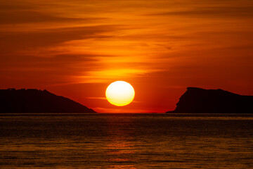 sunset over the sea in corfu