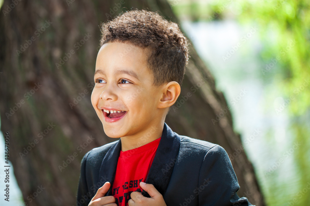 Wall mural Portrait of a little boy in a summer park