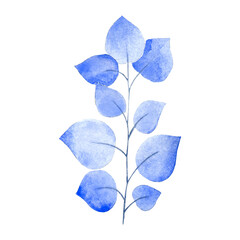 Watercolor branch with leaves