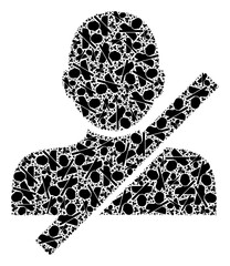 Fractal mosaic restricted user. Vector mosaic is organized from recursive restricted user parts. Flat vector design on a white background.