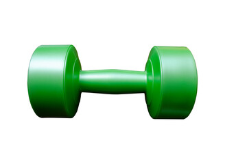 green dumbbell isolate. dumbbell on white background