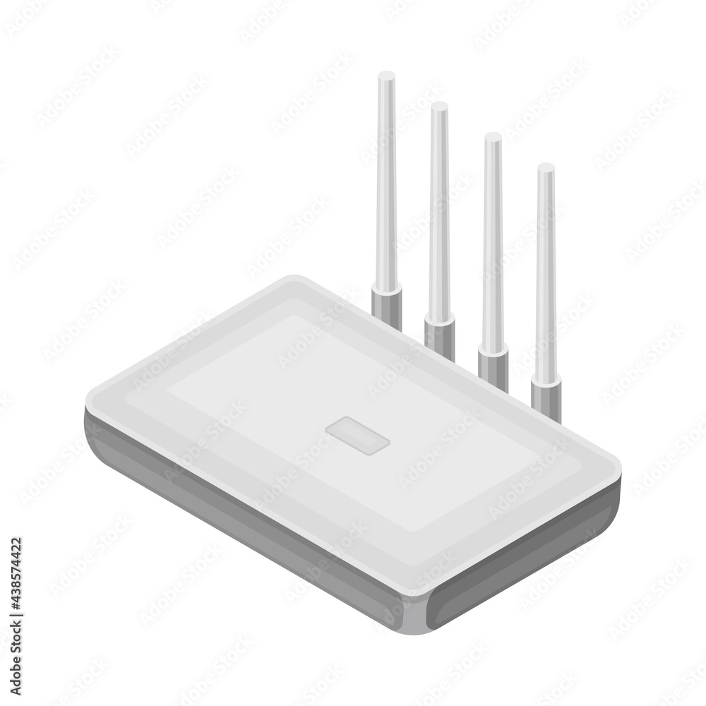 Poster wireless router as smart city device and access point isometric vector illustration