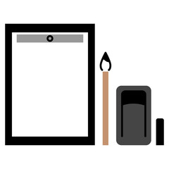 書道道具一式　シンプル・ペン画風イラスト