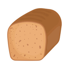Fresh homemade bread vector illustration isolated on white background. Piece of bread icon in flat cartoon style. Bakery and pastry product
