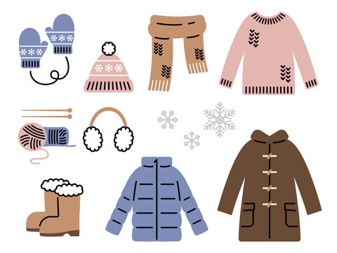 冬のファッションアイテム　イラストセット