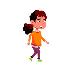 motivated asian girl walking to loose weight in park cartoon vector. motivated asian girl walking to loose weight in park character. isolated flat cartoon illustration