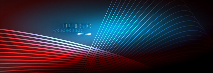 Abstract neon glowing light in the dark with waves. Shiny magic energy and motion concept, vector abstract wallpaper background