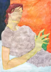 Fotobehang watercolor painting. human portrait. illustration.   © Anna Ismagilova