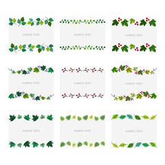 葉っぱの装飾フレーム イラスト素材セット / vector eps