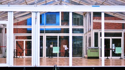 Close up of transparent tent for an event.