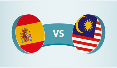 Spain versus Malaysia, team sports competition concept.