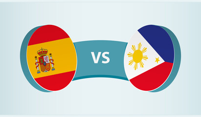 Spain versus Philippines, team sports competition concept.