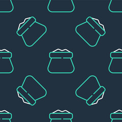 Line Full sack icon isolated seamless pattern on black background. Vector