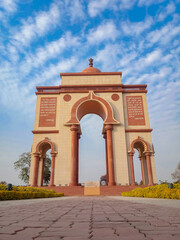 Fototapeta na wymiar The Sabhyata Dwar or Civilization Gate is a sandstone arch monument located on the banks of River Ganga in the city of Patna in the Indian state of Bihar.