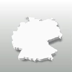 Germany - white 3D silhouette map of country area with dropped shadow on grey background. Simple flat vector illustration.