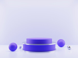 3d rendering of minimalist product display or podium on a purple background, Display stand for product presentation mockup