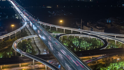 busy traffic road in night