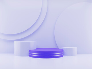 3d rendering of minimalist product display or podium on a purple background, Display stand for product presentation mockup