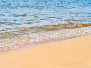Beach sand sea water summer background.