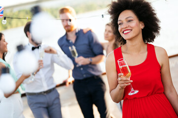 Diverse Ethnic Friendship Party Dance Leisure Happiness Concept