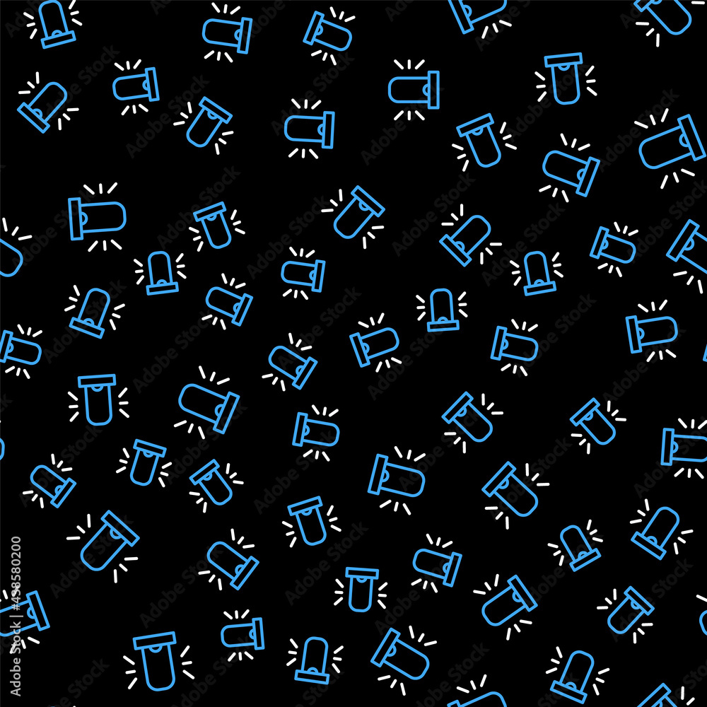 Poster line flasher siren icon isolated seamless pattern on black background. emergency flashing siren. vec