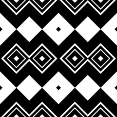 Lines, strokes, squares ornament. Black and white seamless pattern.  Ancient mosaic. Digital paper print. Seamless background.