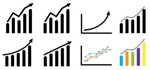 Growing bar graph Icons, Business growth,  Set of graph or chart