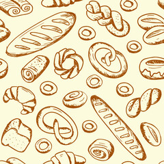 Hand drawn bakery seamless pattern background
