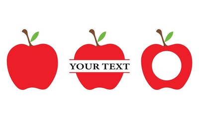 Red Color Apple Monogram, Red 
 Apple, Monogram Vector And Clip Art