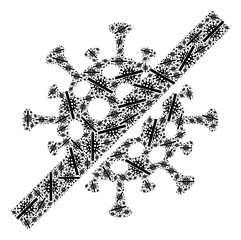 Obraz premium Recursive mosaic no covid virus. Vector mosaic is formed from recursive no covid virus items. Flat vector design on a white background.
