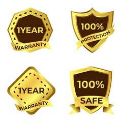 Obraz premium Luxurious badge collection with golden color ribbon, Dark and golden color shade and ribbon, Multipurpose special badge collection.