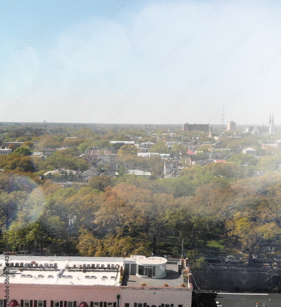 Wall mural aerial view of savannah, georgia, usa.