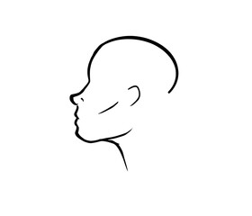 silhouette of a person head lines on white background 