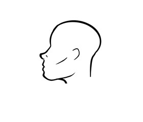 profile of a person illustration white background. Head 