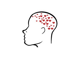 silhouette of a person heart in head love