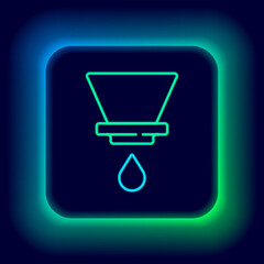 Glowing neon line V60 coffee maker icon isolated on black background. Colorful outline concept. Vector