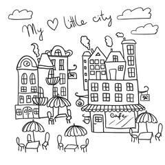 Fototapeta premium city sketch doodle illustration