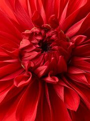 Beautiful red dahlia flower macro shot. Floral background